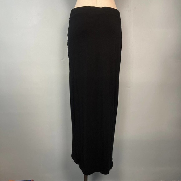 CABI Runaround Draped High Low Maxi Jersey Skirt Size M Black Style 5052 Ruching - Picture 5 of 12